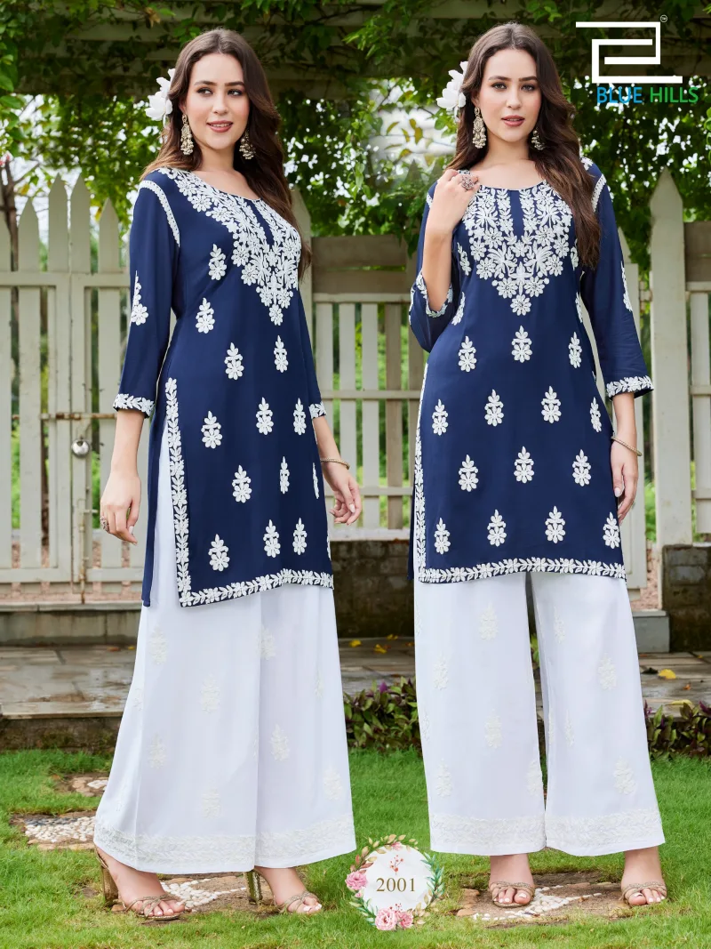 Messi Vol 3 By Blue Hills Rayon Thread Work Kurti With Bottom